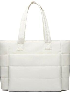 Large Quilted Puffer Tote Bag for Women Multi Compartments Laptop Shoulder Hobo